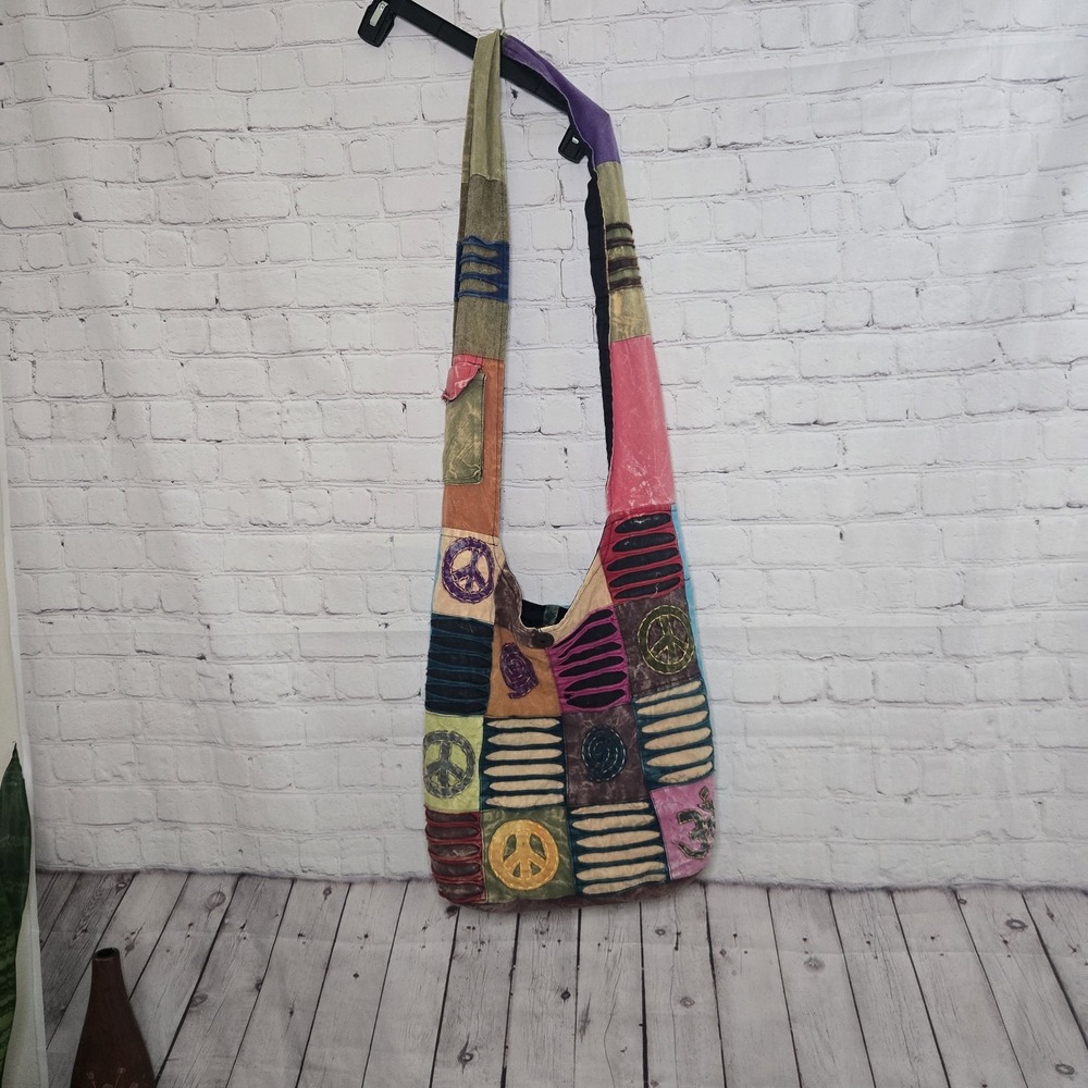 Vintage Patchwork Boho Hippie Crossbody Sling Hobo Bag Cotton